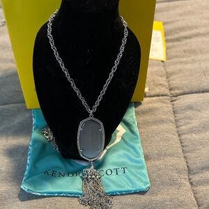 Kendra Scott Silver Necklace with Gray Stone